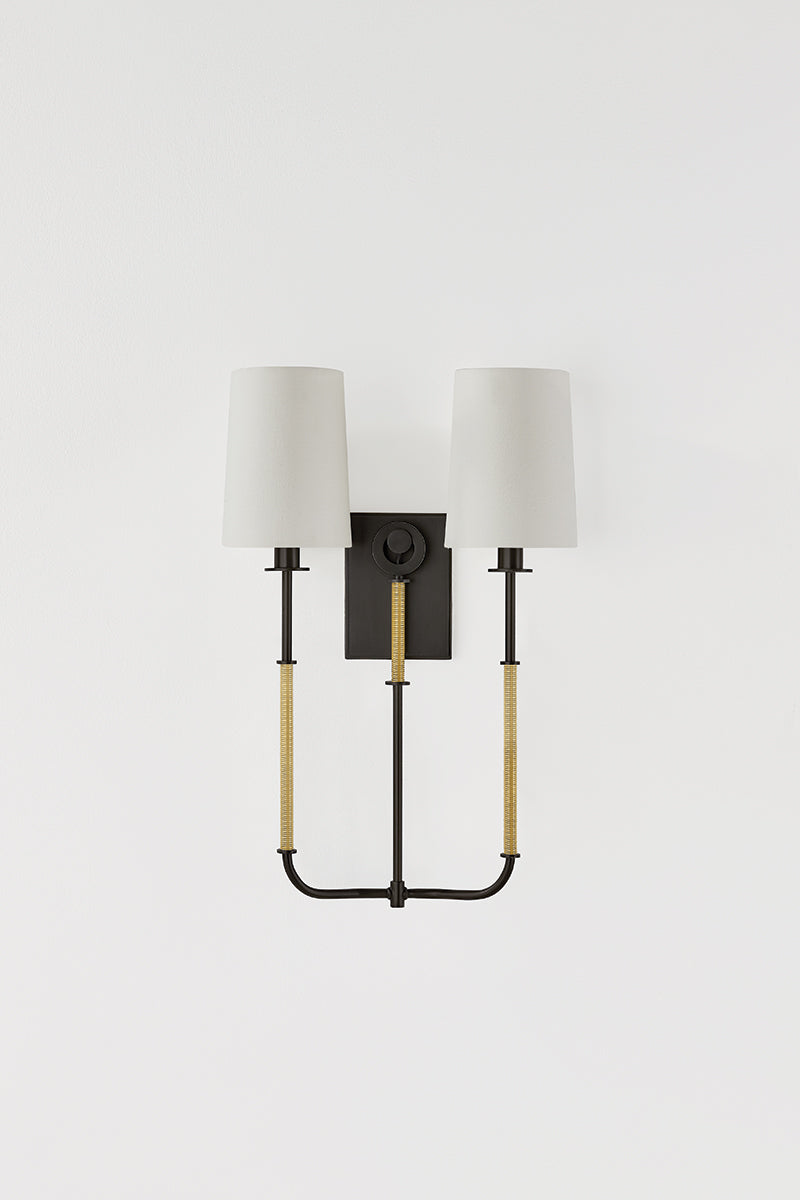Hudson Valley Glenmont 2-Light Wall Sconce in Aged Brass, room setting 1