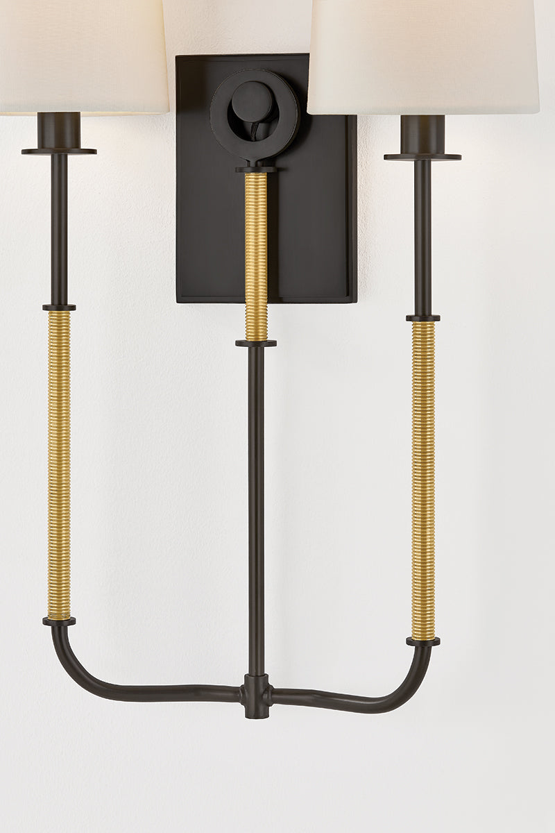 Hudson Valley Glenmont 2-Light Wall Sconce in Aged Brass, room setting 2