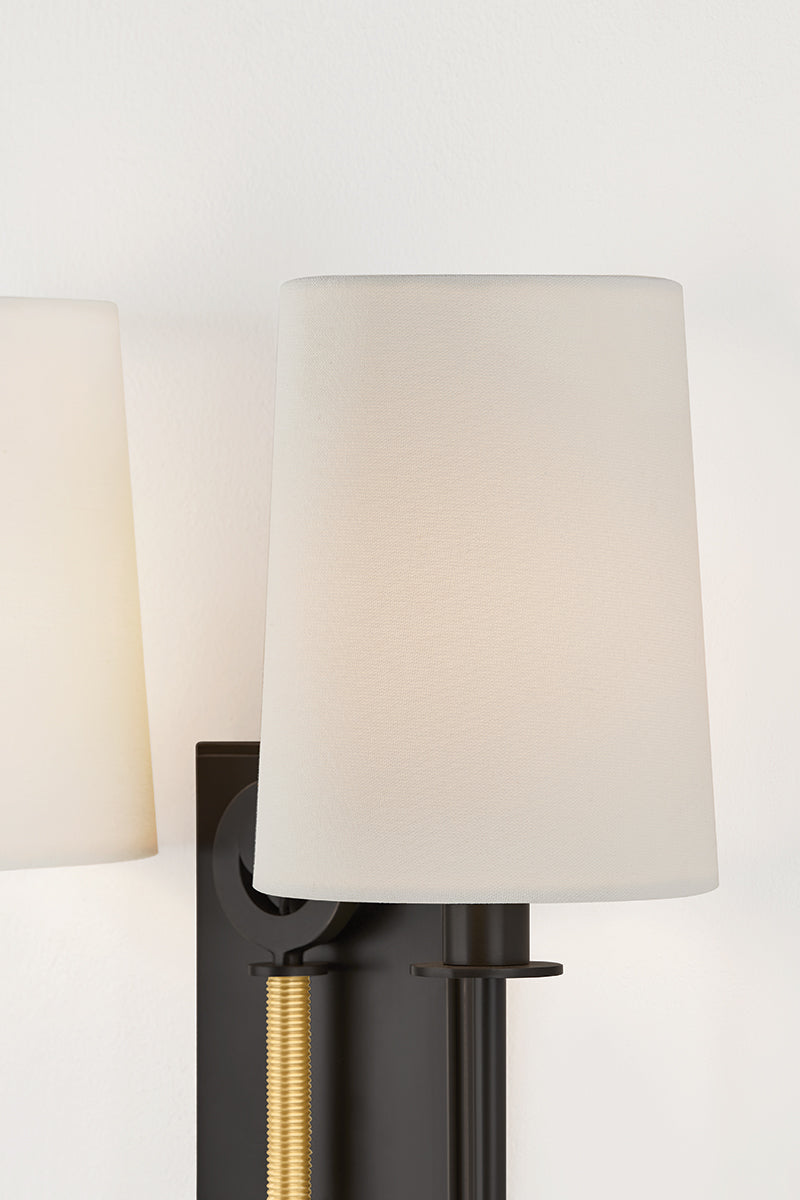 Hudson Valley Glenmont 2-Light Wall Sconce in Aged Brass, room setting 3