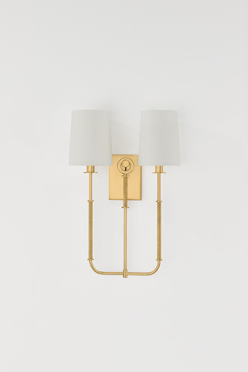 Hudson Valley Glenmont 2-Light Wall Sconce in Aged Brass, room setting 4