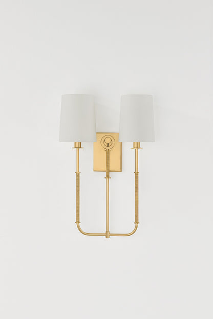 Hudson Valley Glenmont 2-Light Wall Sconce in Aged Brass, room setting 4
