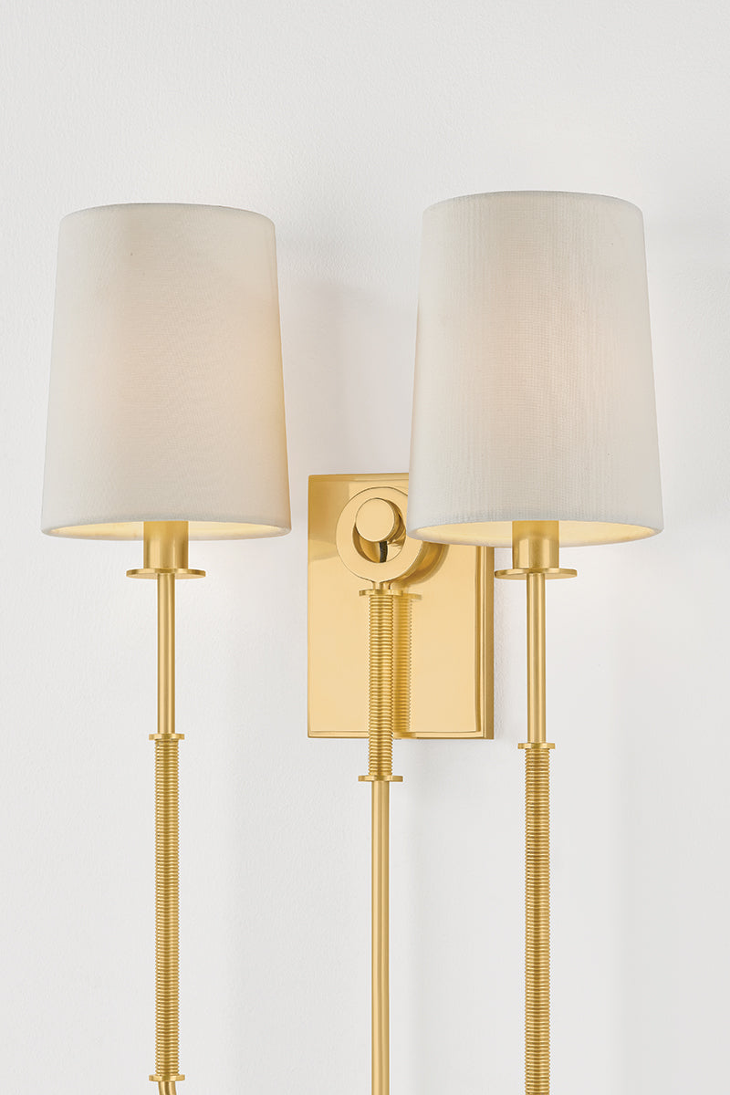 Hudson Valley Glenmont 2-Light Wall Sconce in Aged Brass, room setting 5