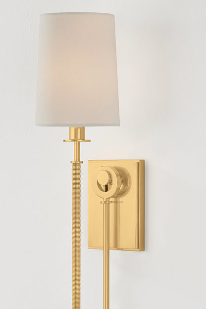 Hudson Valley Glenmont Wall Sconce in Aged Brass, room setting 5