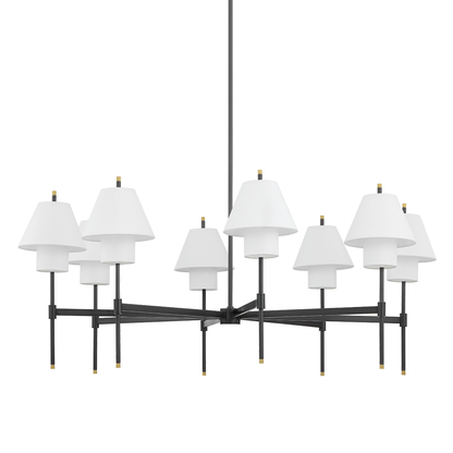 Hudson Valley Glenmoore 8-Light Chandelier Aged Brass with Distressed Bronze
