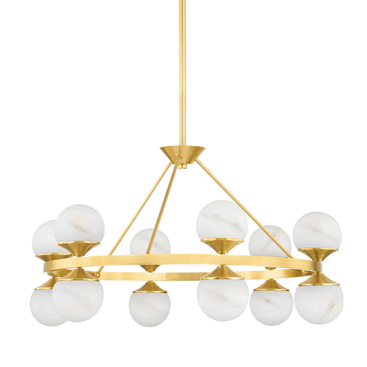 Hudson Valley Grafton 34" Chandelier Aged Brass