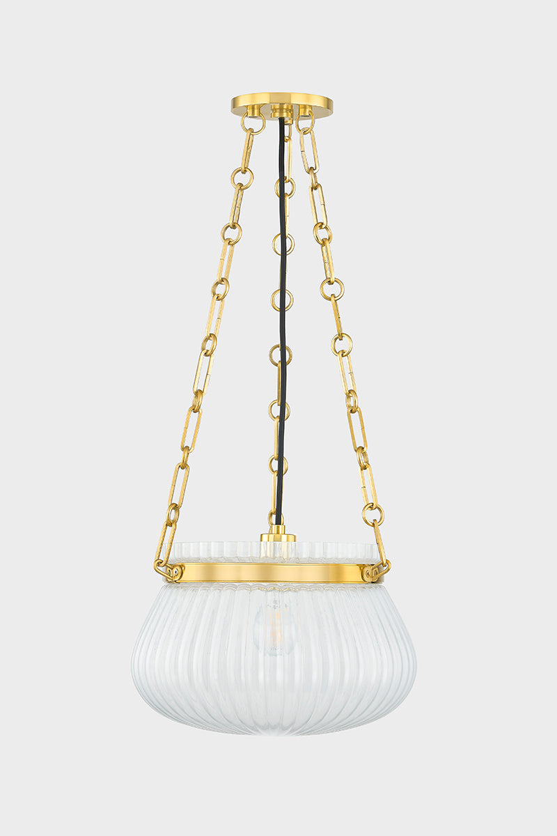 Hudson Valley Granby 13" Pendant in Aged Brass, room setting 1