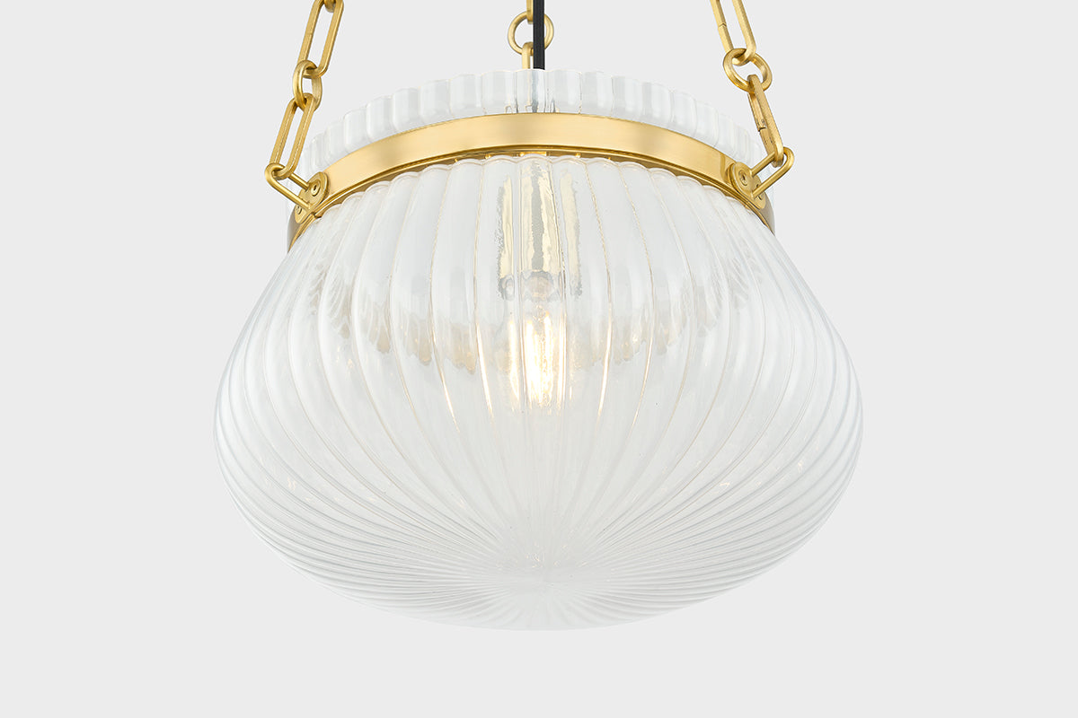 Hudson Valley Granby 13" Pendant in Aged Brass, room setting 2
