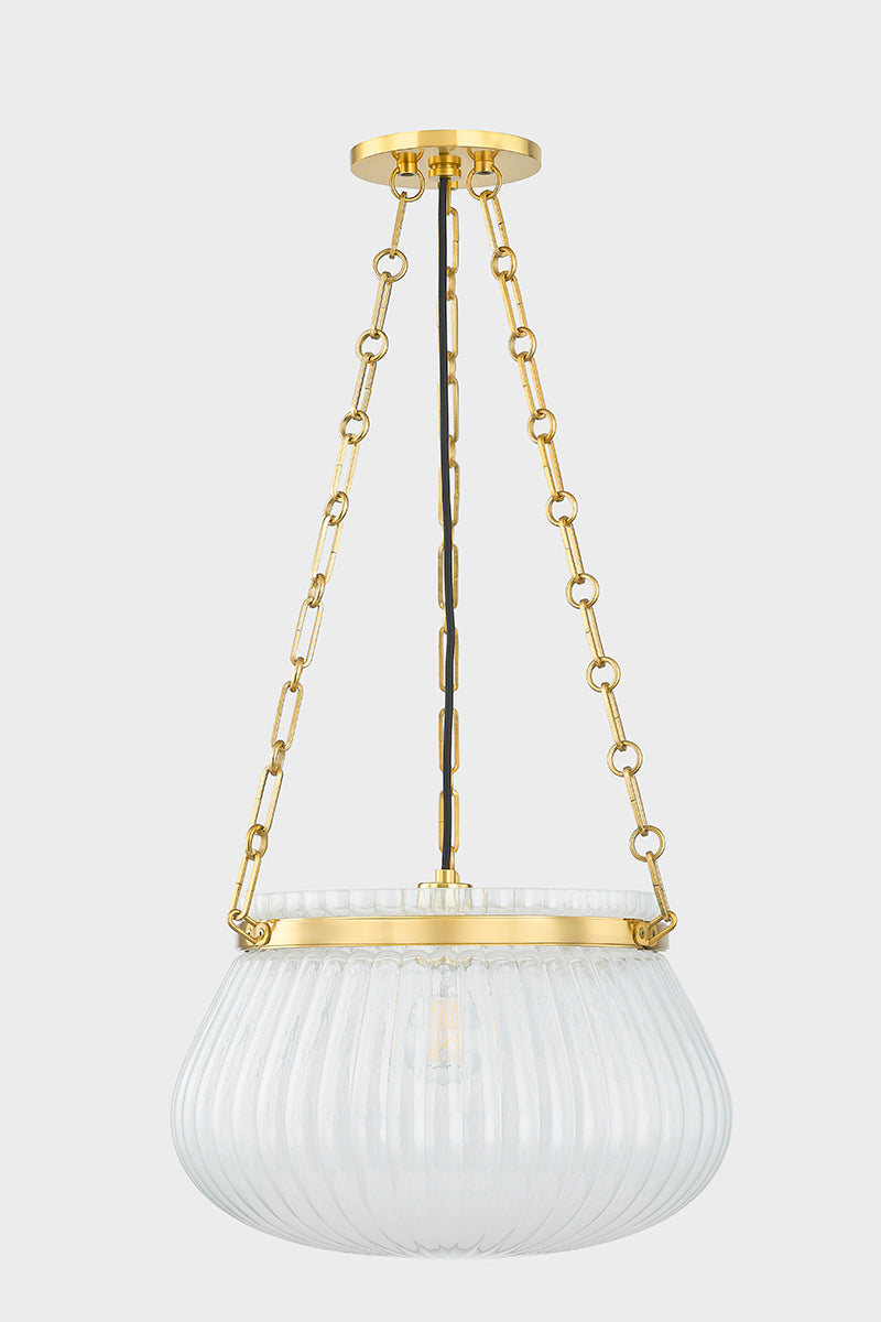 Hudson Valley Granby 17" Pendant in Aged Brass, room setting 1