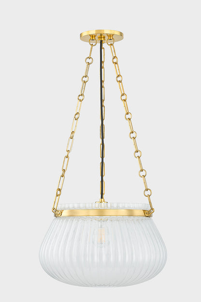 Hudson Valley Granby 17" Pendant in Aged Brass, room setting 1