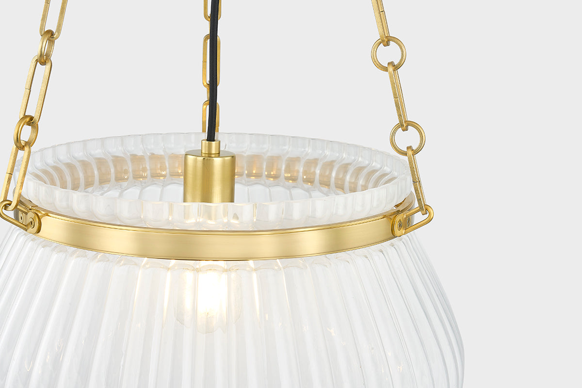 Hudson Valley Granby 17" Pendant in Aged Brass, room setting 2