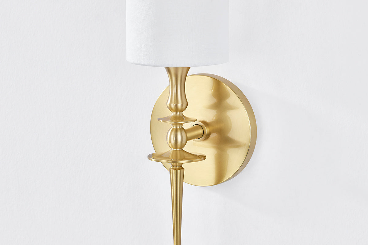 Hudson Valley Guilford Wall Sconce in Aged Brass, room setting 2