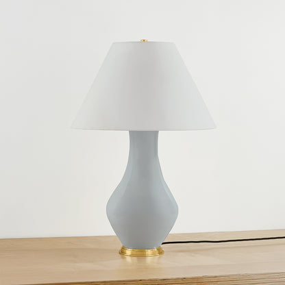 Hudson Valley Hanslope Table Lamp in Aged Brass / Ceramic French Muslin, alternate view 1