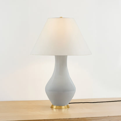 Hudson Valley Hanslope Table Lamp in Aged Brass / Ceramic French Muslin, alternate view 2
