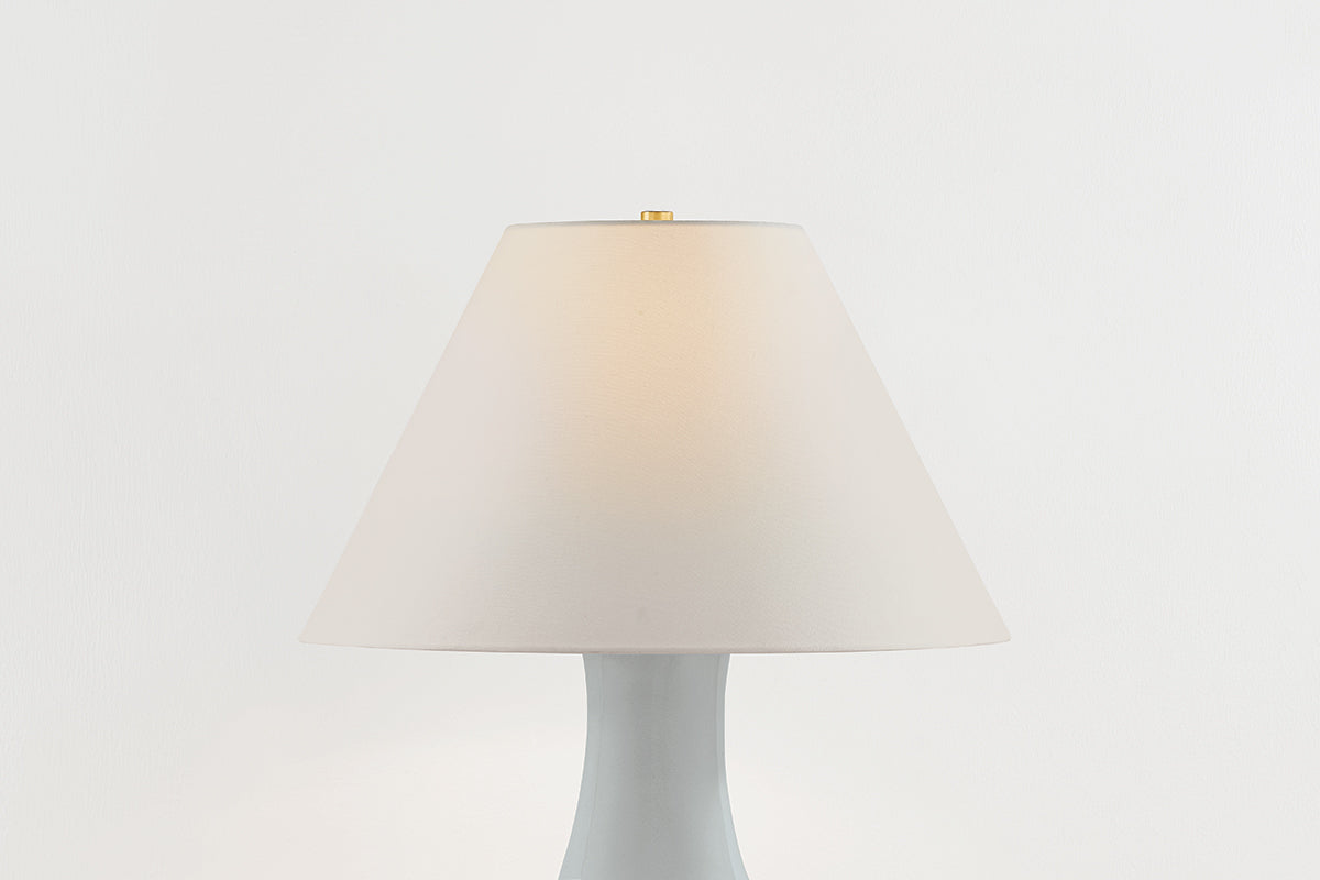 Hudson Valley Hanslope Table Lamp in Aged Brass / Ceramic French Muslin, room setting 2