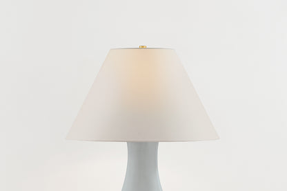 Hudson Valley Hanslope Table Lamp in Aged Brass / Ceramic French Muslin, room setting 2