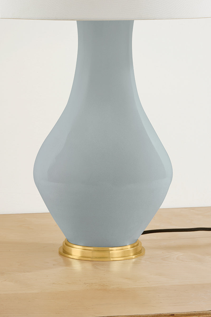 Hudson Valley Hanslope Table Lamp in Aged Brass / Ceramic French Muslin, room setting 3