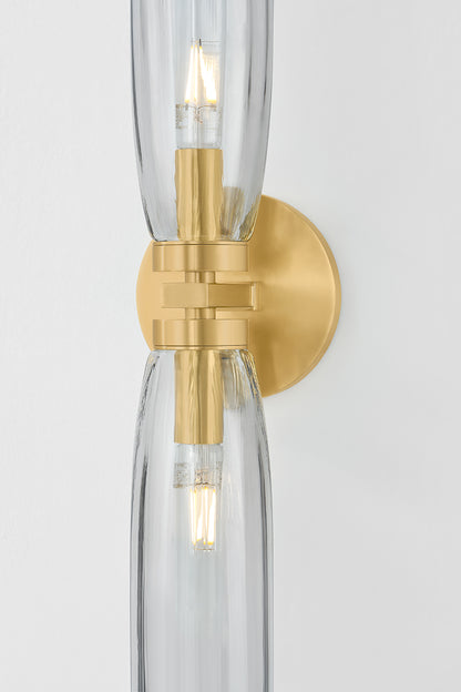 Hudson Valley Harpswell 2-Light Bath & Vanity Light in Aged Brass, room setting 2