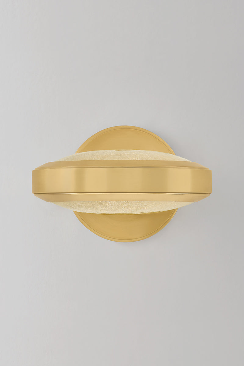 Hudson Valley Harris Wall Sconce in Aged Brass, room setting 1