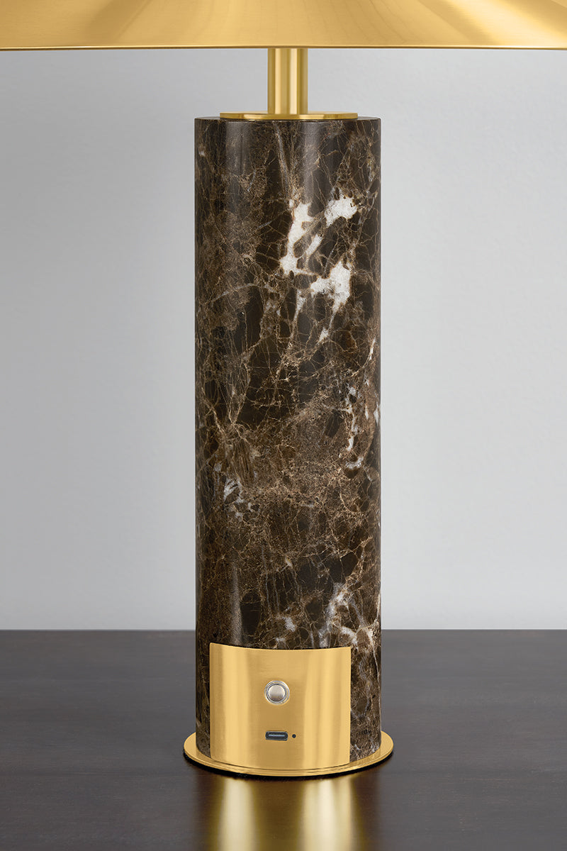 Hudson Valley Harris Wall Sconce in Aged Brass, room setting 5