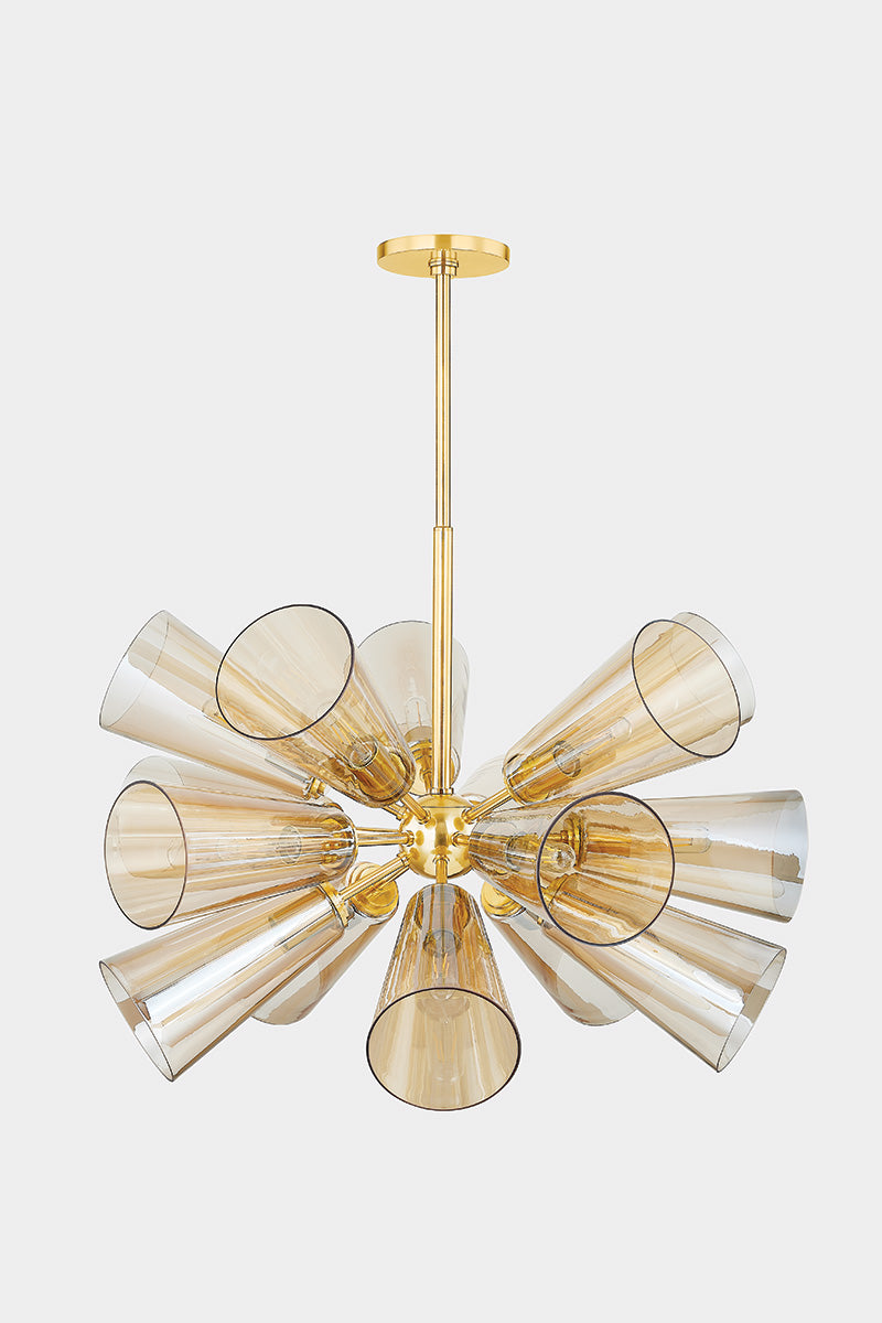 Hudson Valley Hartwood 15-Light Chandelier Aged Brass detail view 3