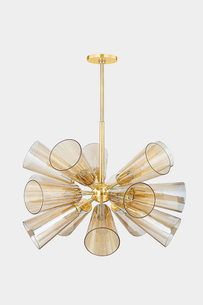 Hudson Valley Hartwood 15-Light Chandelier Aged Brass detail view 3