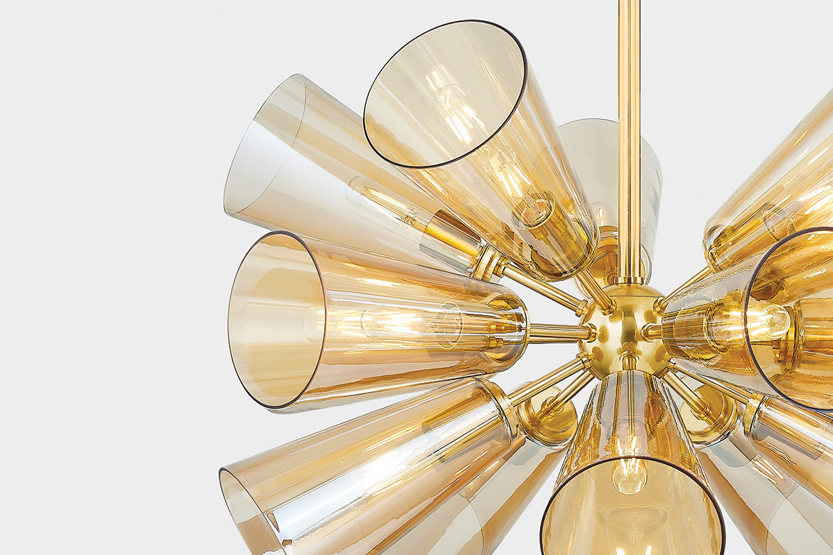 Hudson Valley Hartwood 15-Light Chandelier Aged Brass detail view 4