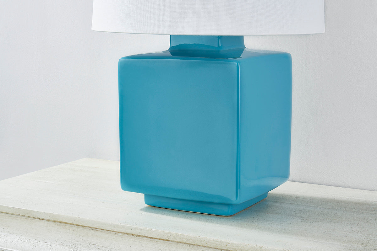 Hudson Valley Hawley Table Lamp Aged Brass/Ceramic Gloss Turquoise detail view 1