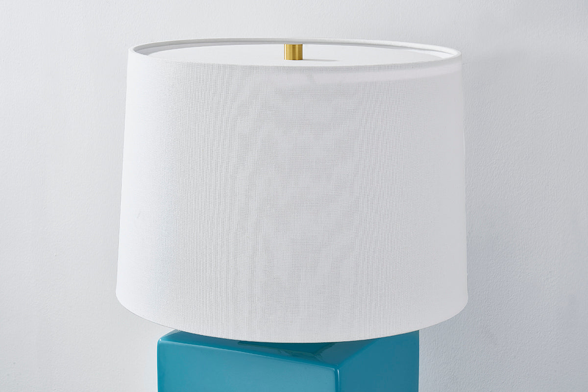 Hudson Valley Hawley Table Lamp Aged Brass/Ceramic Gloss Turquoise detail view 2