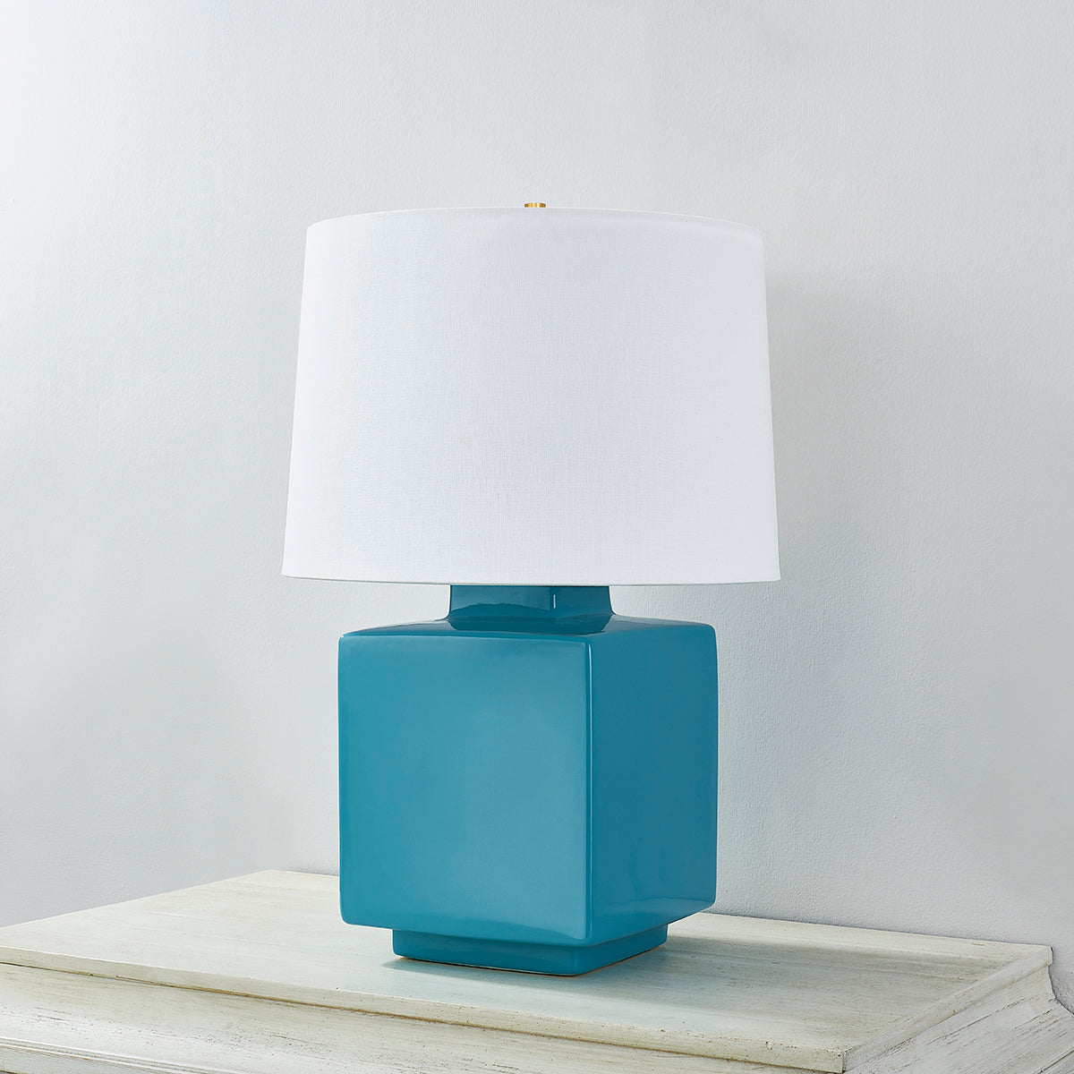 Hudson Valley Hawley Table Lamp Aged Brass/Ceramic Gloss Turquoise detail view 3