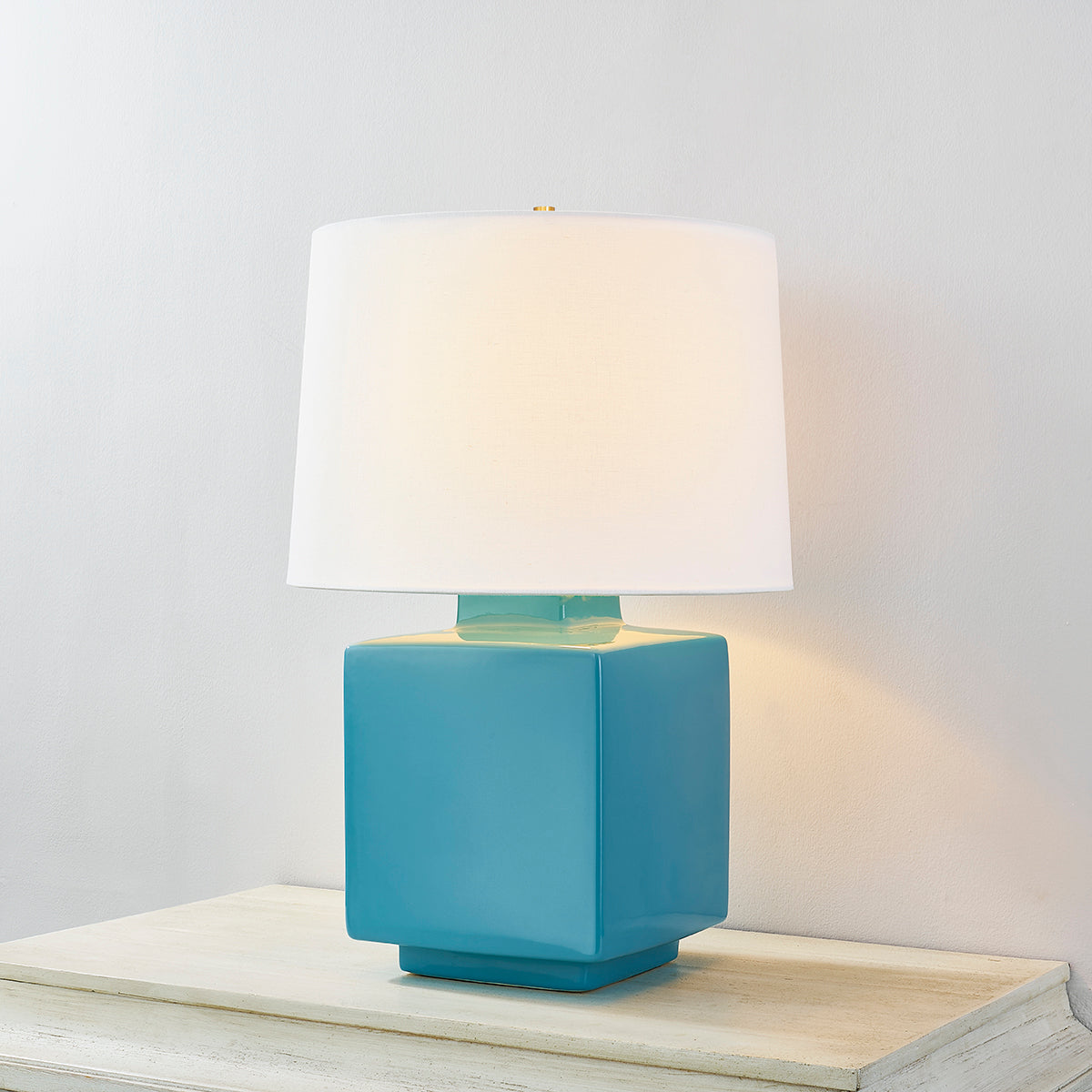 Hudson Valley Hawley Table Lamp Aged Brass/Ceramic Gloss Turquoise detail view 4