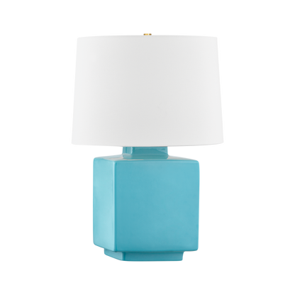 Hudson Valley Hawley Table Lamp Aged Brass/Ceramic Gloss Turquoise