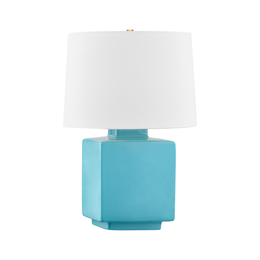 Hudson Valley Hawley Table Lamp Aged Brass/Ceramic Gloss Turquoise