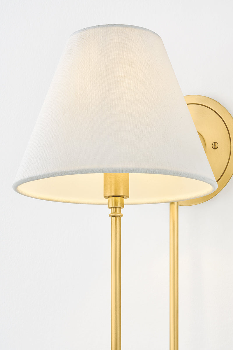 Hudson Valley Hawthorne Wall Sconce in Aged Brass, room setting 2