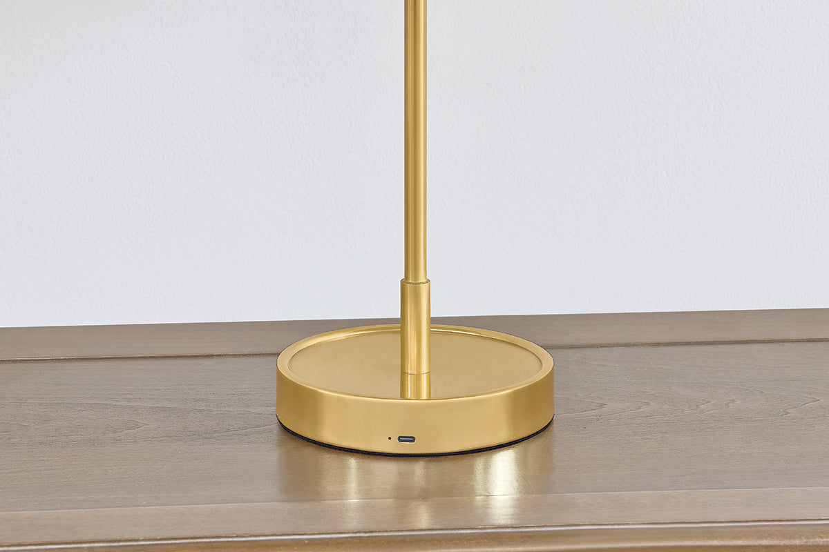 Hudson Valley Hector Table Lamp in Aged Brass / Distressed Bronze, room setting 1