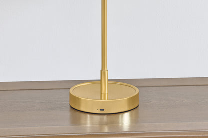 Hudson Valley Hector Table Lamp in Aged Brass / Distressed Bronze, room setting 1