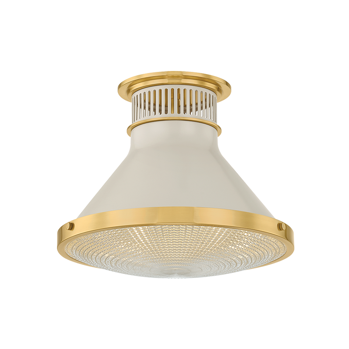 Hudson Valley Highclere 12.75" Flush Mount Aged Brass / Off-White with Off White