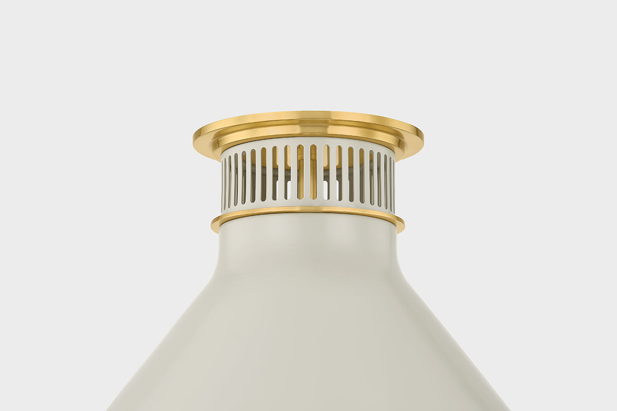 Hudson Valley Highclere 12.75" Flush Mount in Aged Brass / Off White, room setting 2