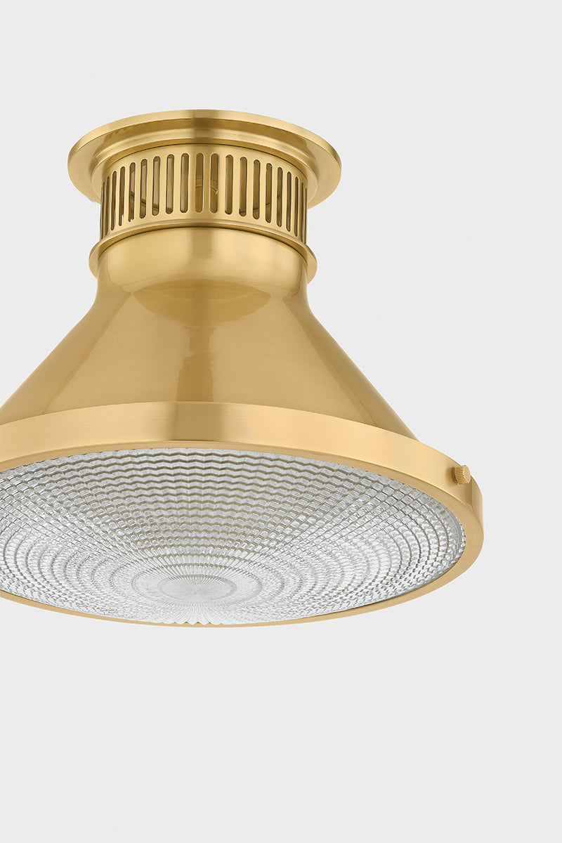 Hudson Valley Highclere 12.75" Flush Mount in Aged Brass, room setting 7