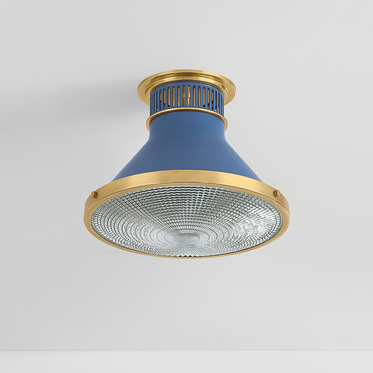 Hudson Valley Highclere 12.75" Flush Mount in Aged Brass / Soft French Blue, alternate view 1