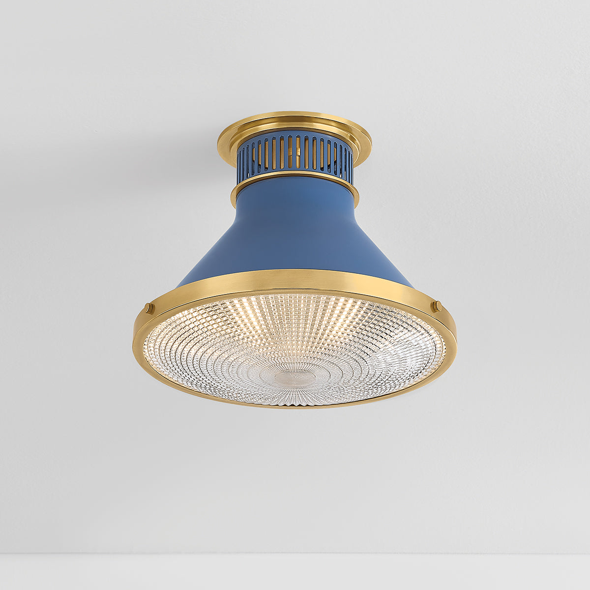 Hudson Valley Highclere 12.75" Flush Mount in Aged Brass / Soft French Blue, alternate view 2