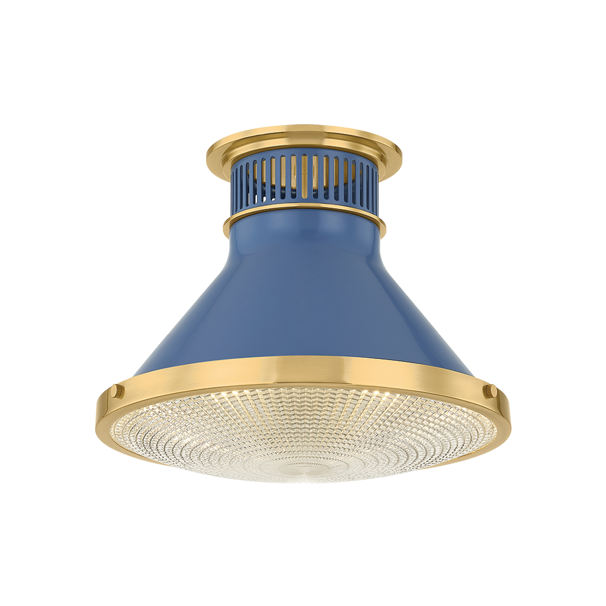 Hudson Valley Highclere 12.75" Flush Mount Aged Brass / Soft French Blue