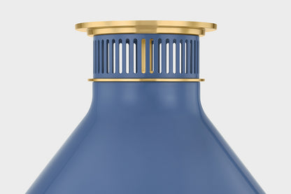 Hudson Valley Highclere 12.75" Flush Mount in Aged Brass / Soft French Blue, room setting 2