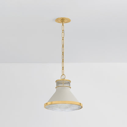 Hudson Valley Highclere 12.75" Pendant in Aged Brass / Off White, alternate view 1