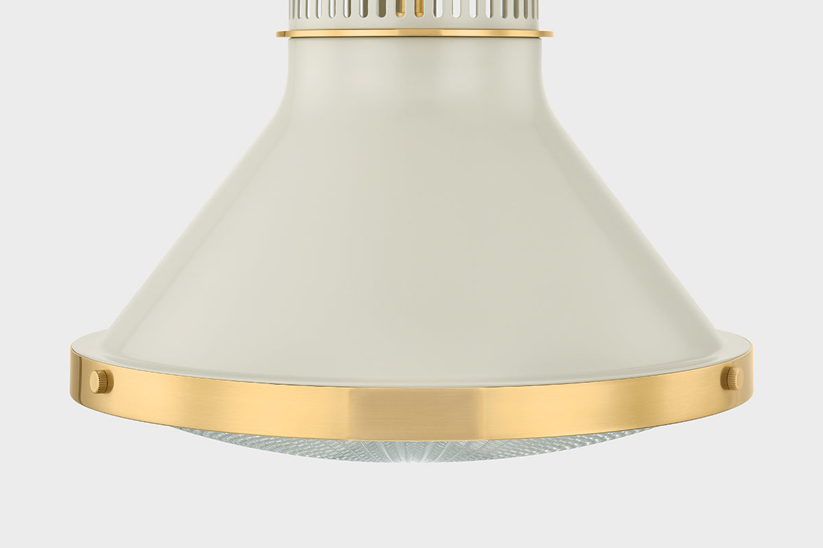 Hudson Valley Highclere 12.75" Pendant in Aged Brass / Off White, room setting 3