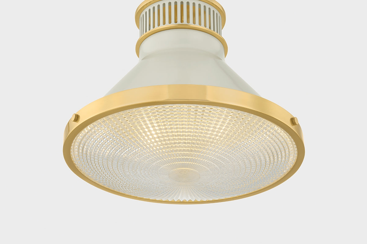 Hudson Valley Highclere 12.75" Pendant in Aged Brass / Off White, room setting 4