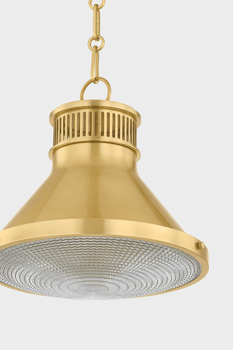 Hudson Valley Highclere 12.75" Pendant in Aged Brass, room setting 10