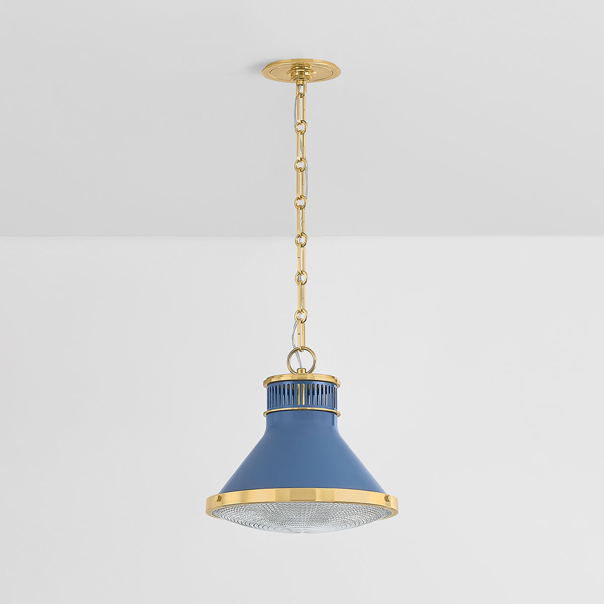 Hudson Valley Highclere 12.75" Pendant in Aged Brass / Soft French Blue, alternate view 1
