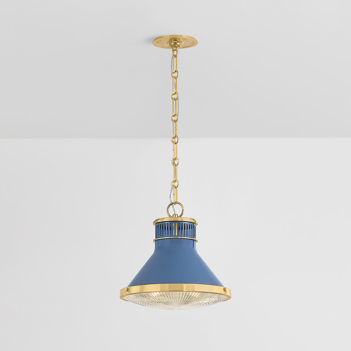 Hudson Valley Highclere 12.75" Pendant in Aged Brass / Soft French Blue, alternate view 2