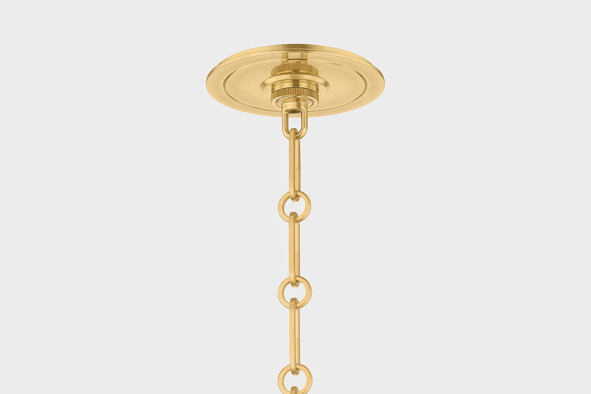 Hudson Valley Highclere 12.75" Pendant in Aged Brass / Soft French Blue, room setting 1