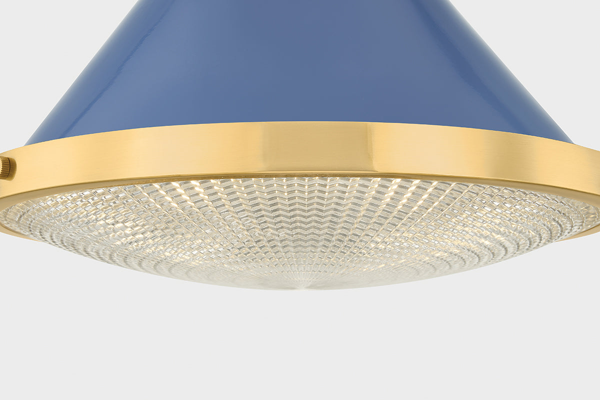 Hudson Valley Highclere 12.75" Pendant in Aged Brass / Soft French Blue, room setting 4